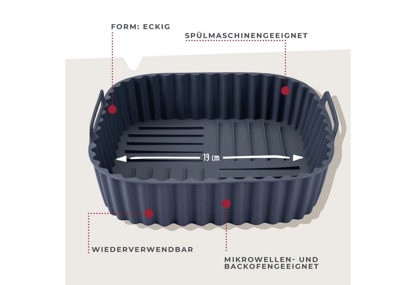 FACKELMANN Silikonform Silikon Backform, Heißluftfritteusen-Zubehör, Frittieren ohne Anhaften – Bild 2 von 5