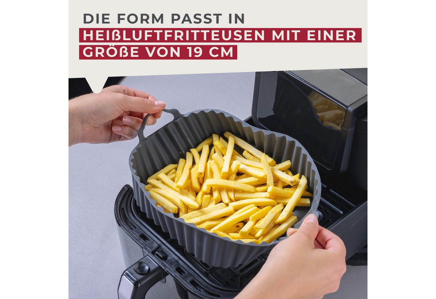 FACKELMANN Silikonform Silikon Backform, Heißluftfritteusen-Zubehör, Frittieren ohne Anhaften – Bild 4 von 5