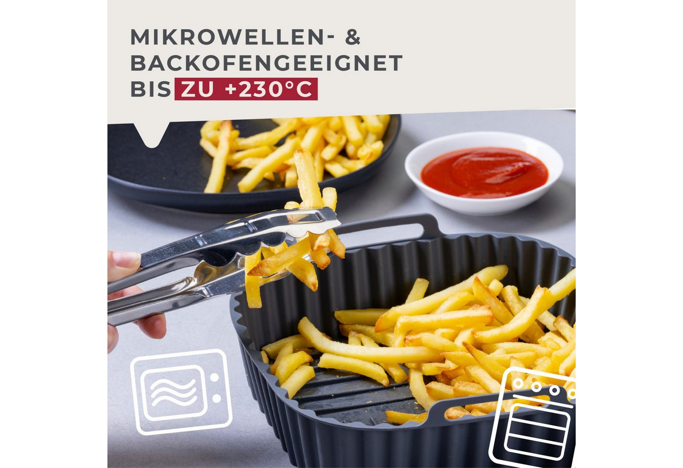 FACKELMANN Silikonform Silikon Backform, Heißluftfritteusen-Zubehör, Frittieren ohne Anhaften – Bild 5 von 5