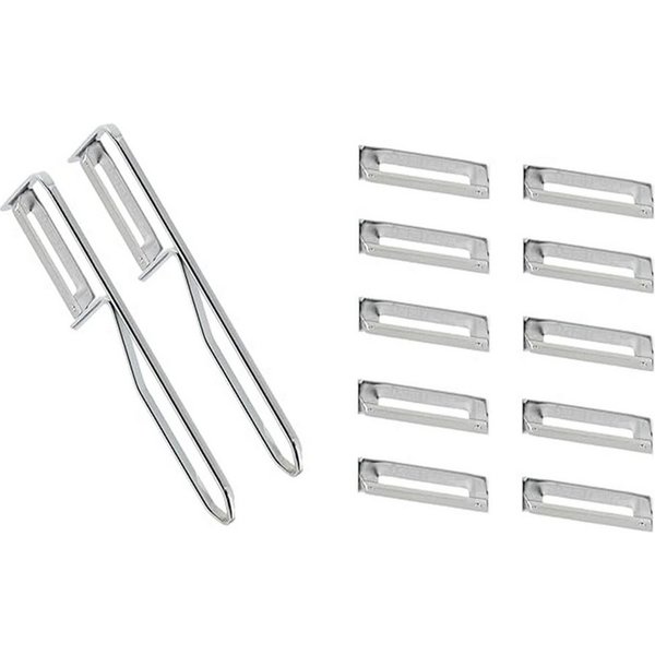 FACKELMANN Spargelschäler Universal-Sparschäler 2er Set, inkl. 10 Ersatzklingen, Edelstahl, Ideal für Spargel, Obst und Gemüse, Silber, Pendelklinge