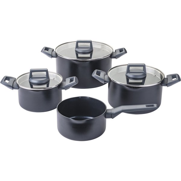 FACKELMANN Topf-Set Statement, Aluminium (Set, 7-tlg), Deckel mit Abgießfunktion