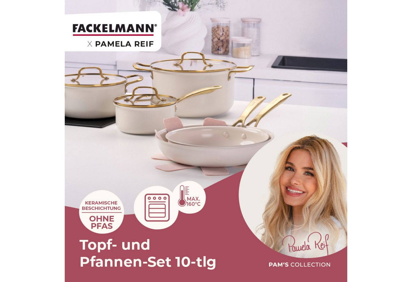 FACKELMANN Topf-Set Topf- und Pfannen-Set, Kochgeschirr, Aluminium, Keramikbeschichtung – Bild 2 von 5