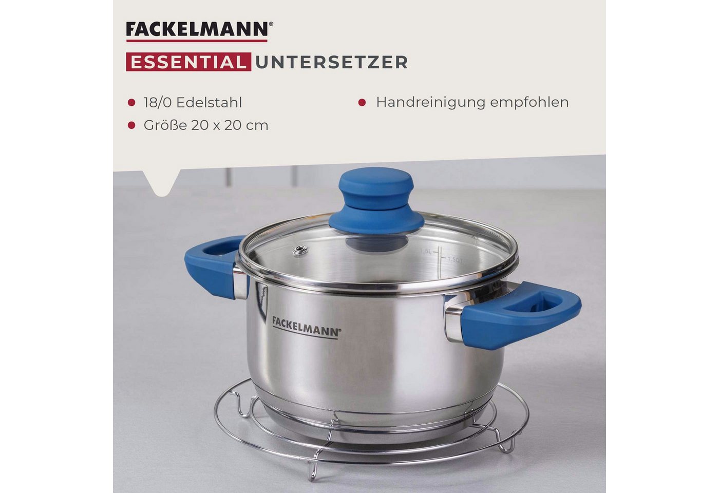 FACKELMANN Topfuntersetzer Edelstahl-Untersetzer, Pfannenablage – Bild 3 von 5