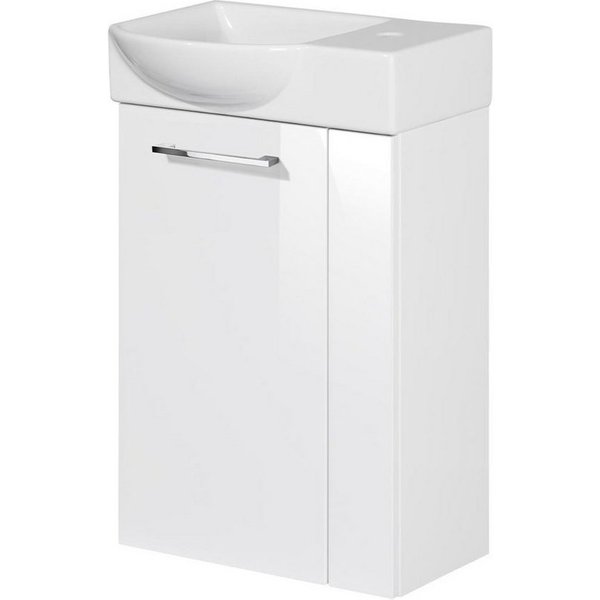 FACKELMANN Waschbecken SBC SCENO Gäste WC Set 2-teilig 45 cm, Weiß, links, Keramik