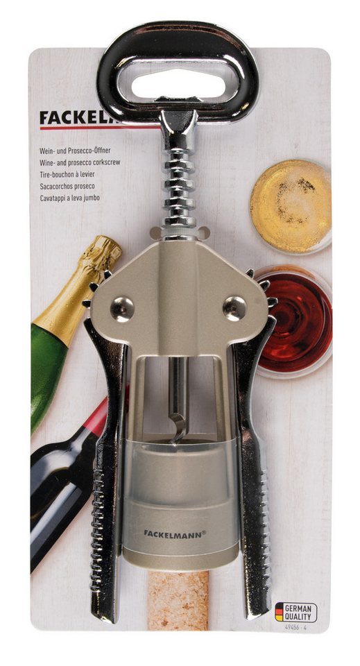 FACKELMANN Weinflaschenöffner Bar&Wine, Wein-/Proseccoöffner (1-tlg), eleganter Flaschenöffner in Beige, Verzinkt & Verchromt – Bild 4 von 4