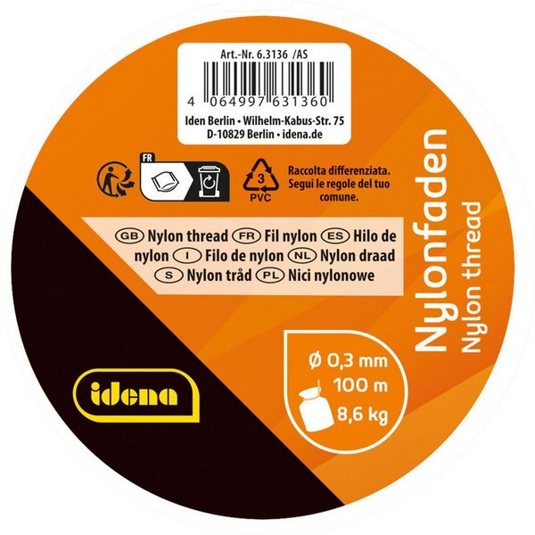 Idena Fadenspule Idena 63136 - Transparenter Nylon-Faden auf Spule, unsichtbare Nylon-S