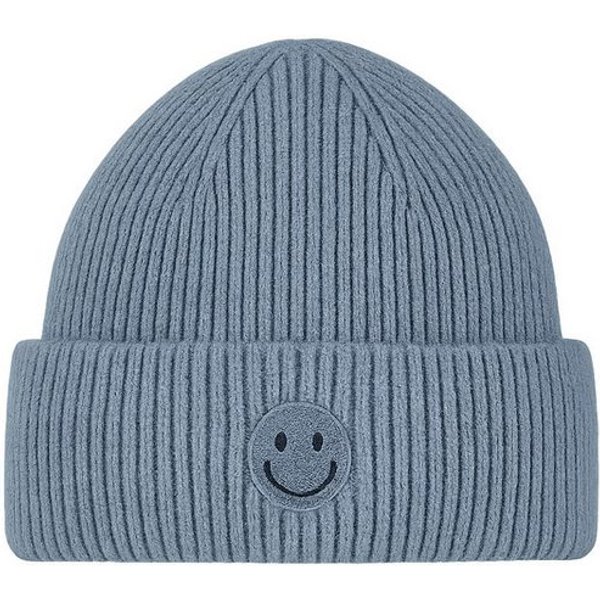 Faera Strickmütze Mit Smiley, Rippenstrick, weiches für Damen (1-St., modisch) Normal Fit Zeichen elastisch Ohne Verschluss Casual-Style