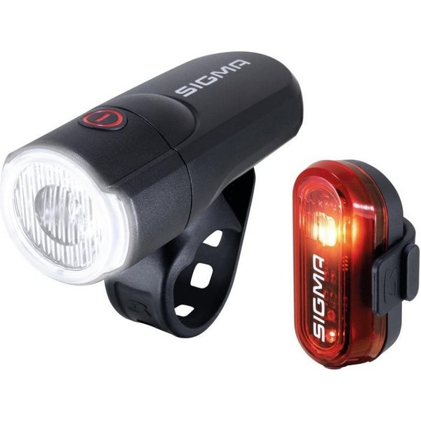 SIGMA Fahrradbeleuchtung SIGMA AURA 30/Curve Fahrradbeleuchtungsset: 30 Lux Frontlicht, 40 m Re