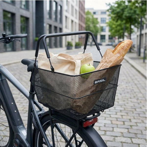 Basil Fahrradkorb Basil Cento S MIK - feinmaschiger Stahl-Hinterradkorb mit MIK-Adapterp