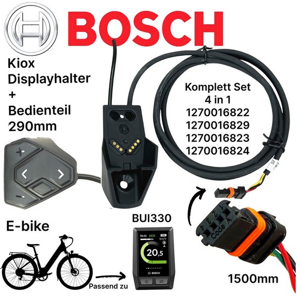 BOSCH Fahrradkurbel Bosch KIOX Displayhalter +,E-Bike Bedienheinheit Daumen Taster 1500mm
