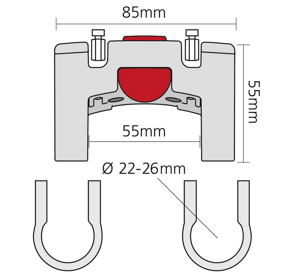 KlickFix Fahrradlenker KLICKfix Lenkeradapter 22 26 mm, glasfaserverstärkt, für Taschen, Körb – Bild 3 von 3