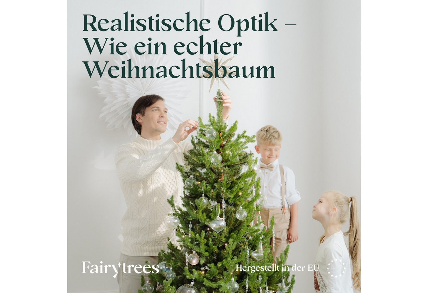 Fairytrees Künstlicher Weihnachtsbaum FT32, Bayerische Tanne Premium, BAYERISCHE Tanne Premium, Made in EU, Christbaum Holzständer – Bild 3 von 5