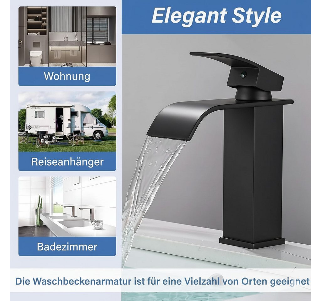 Faizee Home Badarmatur Badarmatur Wasserfall Waschtischarmatur Badarmatur Wasserhahn – Bild 2 von 5