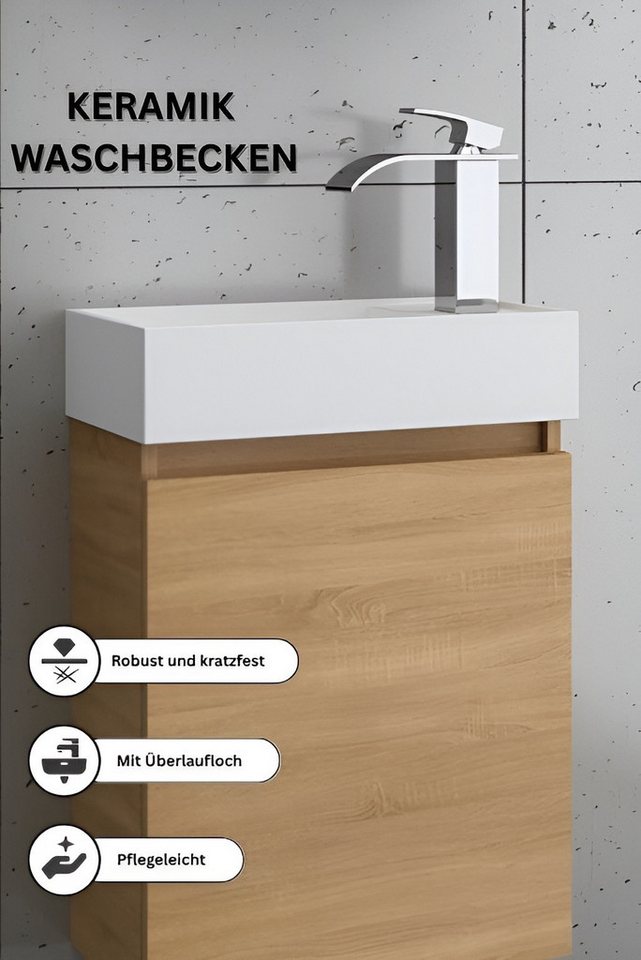 Faizee Home Badmöbel-Set Badmöbel 40 cm Badschrank Waschtisch Unterschrank Spiegel – Bild 3 von 4