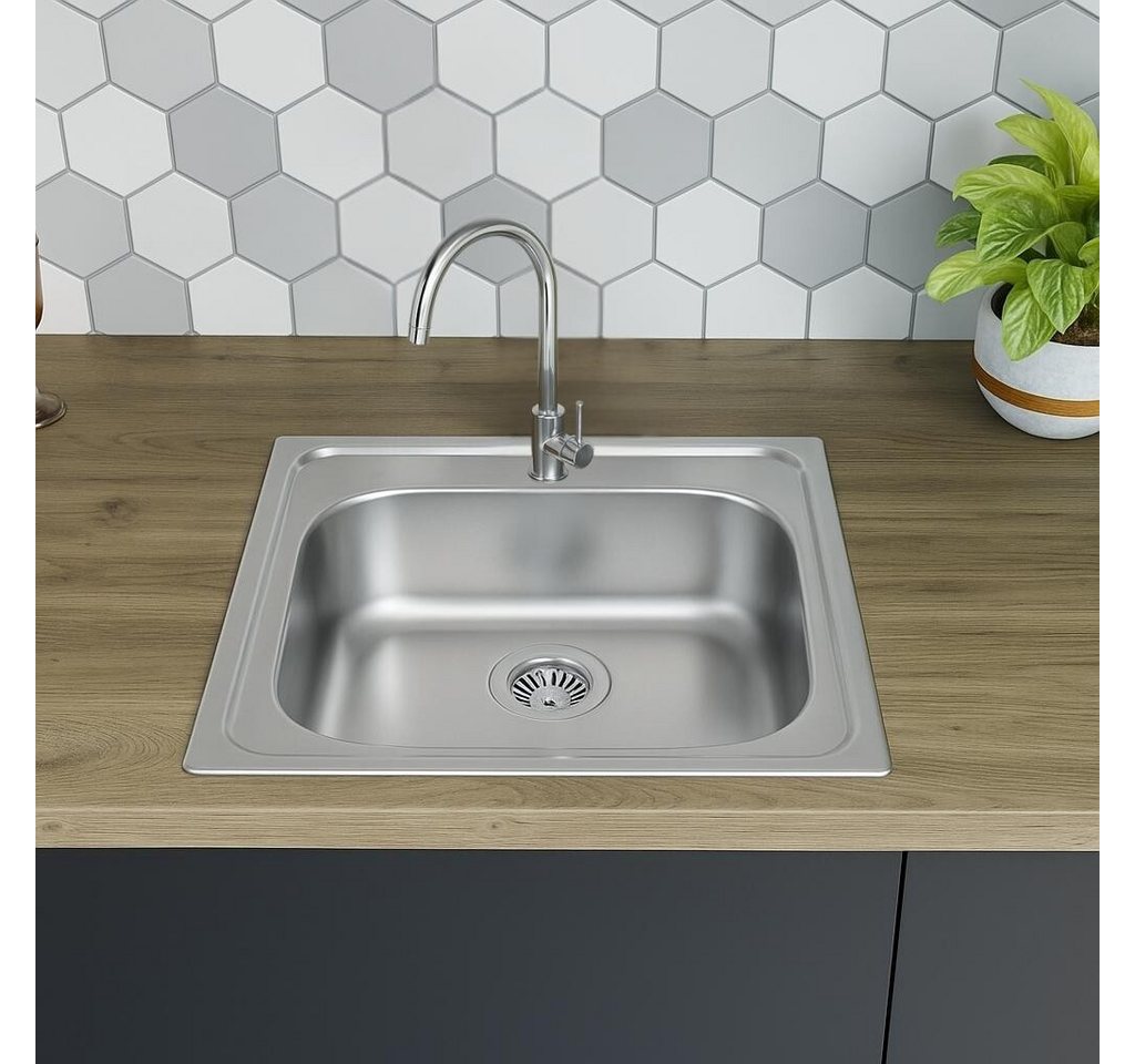 Faizee Home Edelstahlspüle Einbauspüle mit Armatur – Edelstahl Komplettset für Küchen, 50x40 cm – Bild 2 von 5