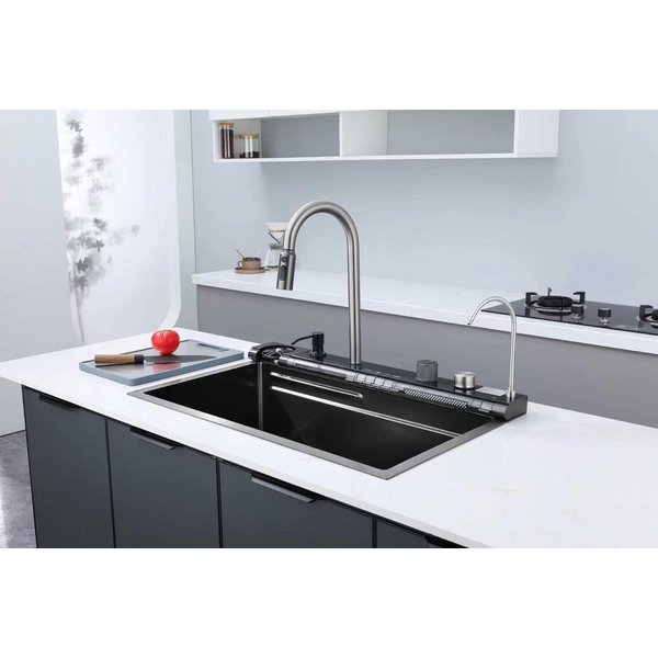 Faizee Home Edelstahlspüle Edelstahlspüle FaizeeHome, Multifunktionale Edelstahlspüle mit Armatur