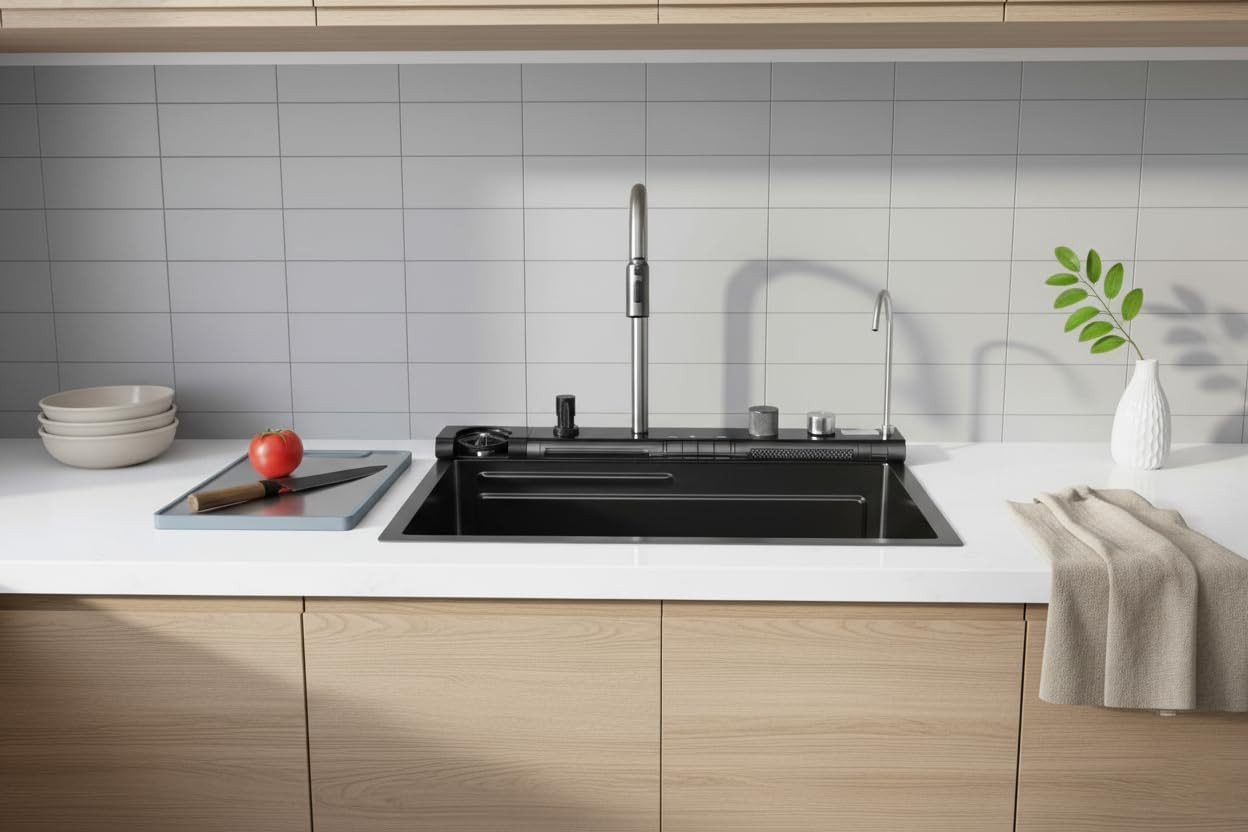 Faizee Home Edelstahlspüle Edelstahlspüle FaizeeHome, Multifunktionale Edelstahlspüle mit Armatur – Bild 5 von 5