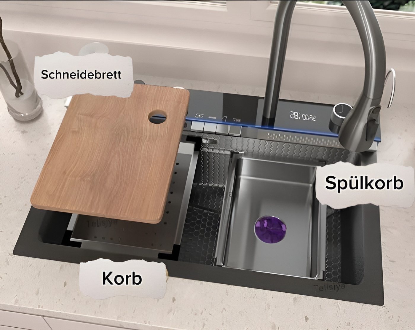 Faizee Home Einbauspüle Einbauspüle Nano Wasserfall Geschirrspülbecken – Bild 2 von 5