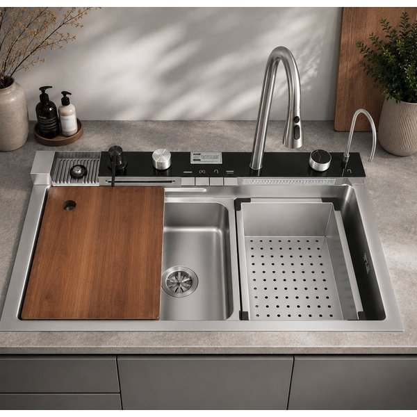 Faizee Home Einbauspüle Einbauspüle Nano Wasserfall Geschirrspülbecken