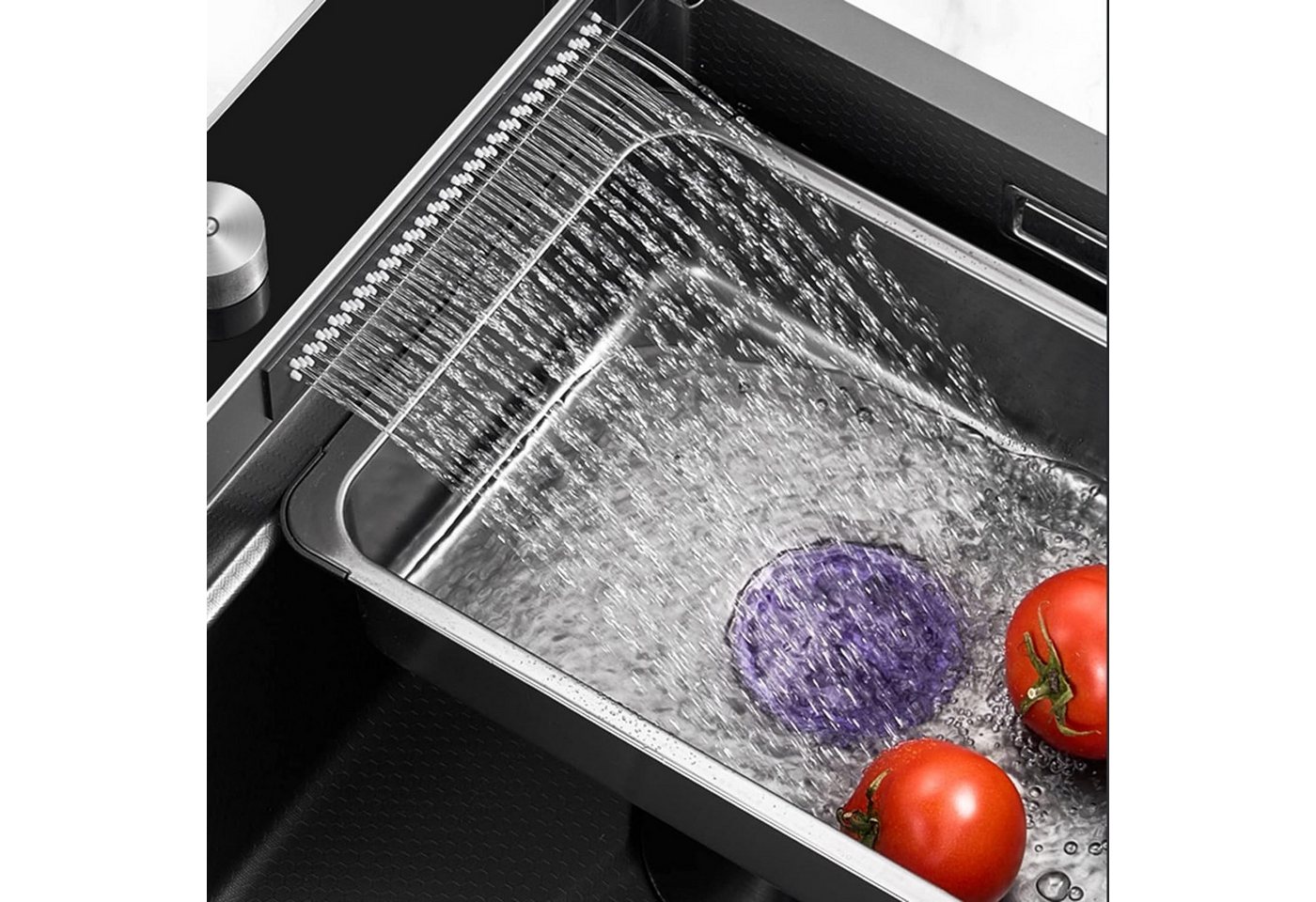 Faizee Home Küchenspüle Nano Innovative Wasserfall Geschirrspülbecken 75 x 45 cm mit Armatur – Bild 3 von 5