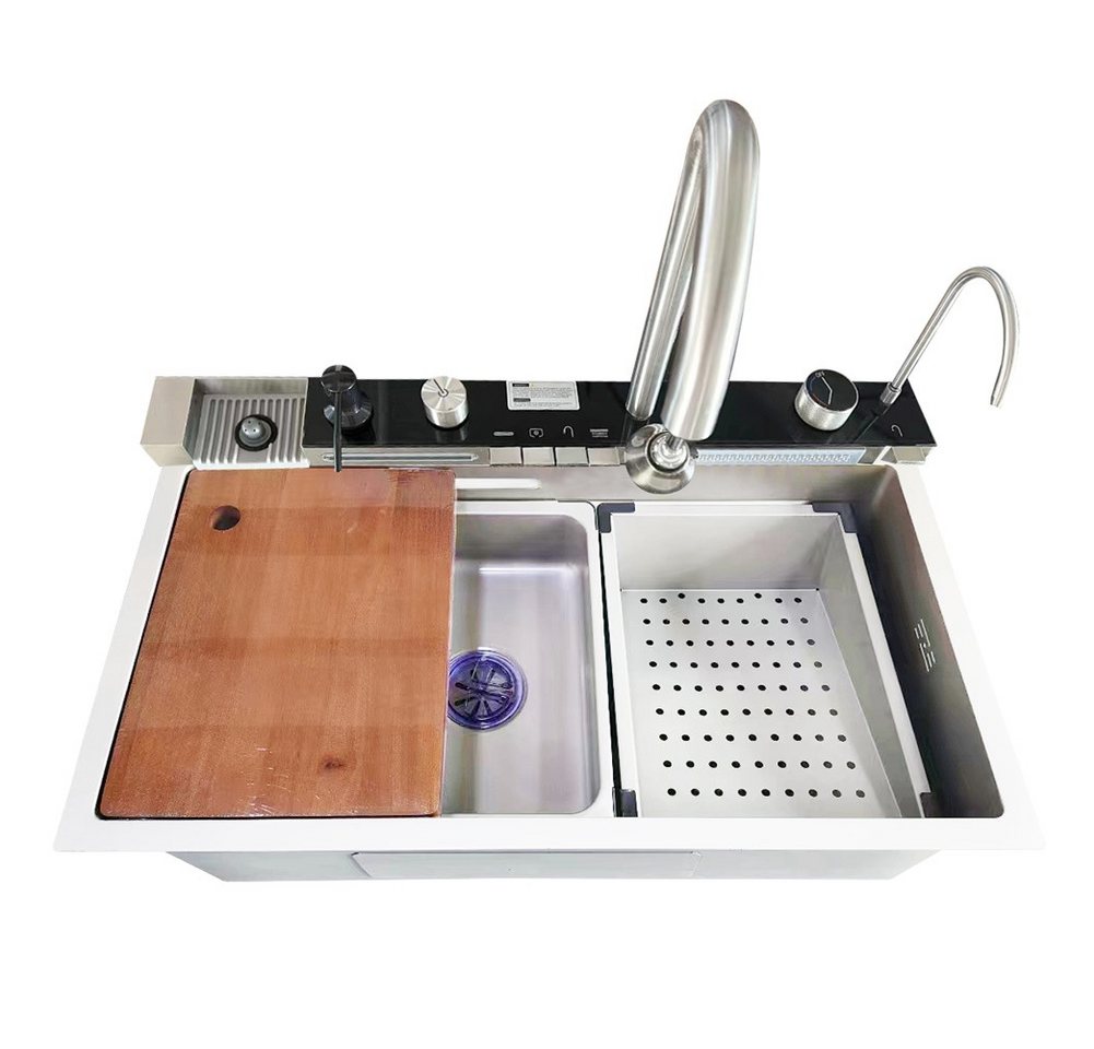 Faizee Home Küchenspüle Nano Innovative Wasserfall Geschirrspülbecken 75 x 45 cm mit Armatur – Bild 2 von 5