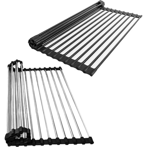 Faizee Möbel Abtropfmatte Abtropfgitter silber/Schwarz Faltbar für Spüle mit Silikon Rutschfest