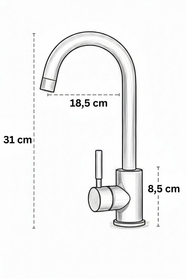 Faizee Möbel Badarmatur Badarmatur Bad WC Wasserhahn Einhandmischer Waschtischarmaturen verchromt – Bild 4 von 4