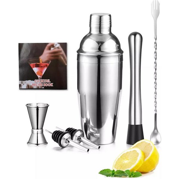 Faizee Möbel Cocktail Shaker Cocktail-Set, Cocktail-Shaker, Shaker-Set, 7-tlg SilberbBar Zubehör, Edelstahl, (7-tlg)