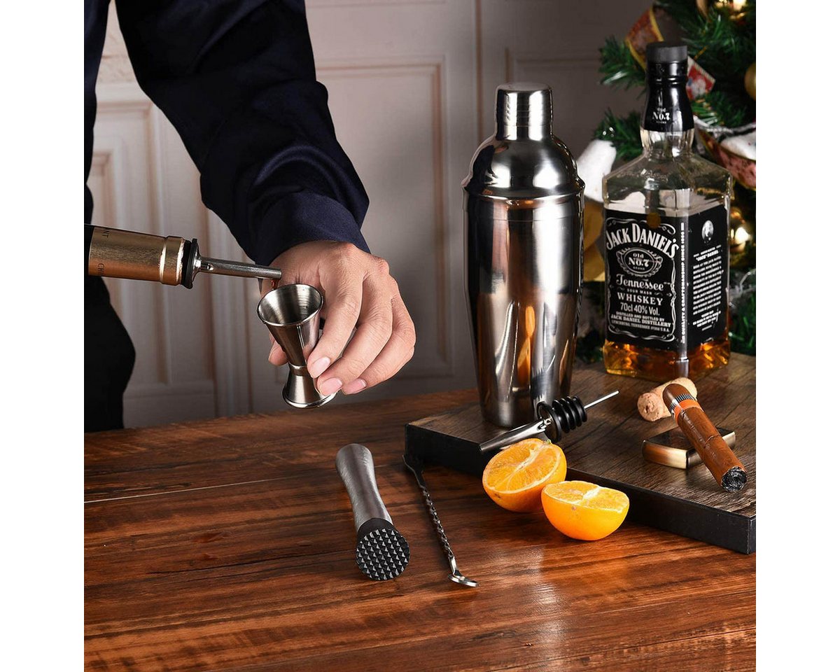 Faizee Möbel Cocktail Shaker Cocktail-Set, Cocktail-Shaker, Shaker-Set, 7-tlg SilberbBar Zubehör, Edelstahl, (7-tlg) – Bild 2 von 5