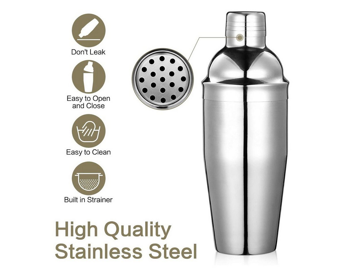 Faizee Möbel Cocktail Shaker Cocktail-Set, Cocktail-Shaker, Shaker-Set, 7-tlg SilberbBar Zubehör, Edelstahl, (7-tlg) – Bild 5 von 5