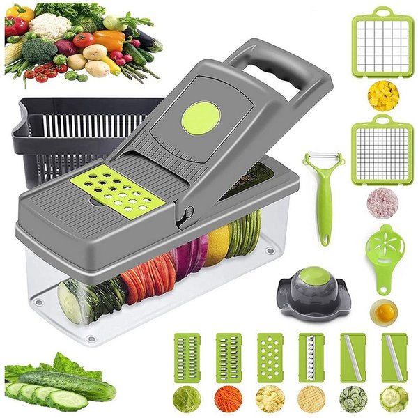 Faizee Möbel Gemüseschneider Gemüseschneider Mandoline Gemüsehobel 13 in 1 Multifunktion Schneider