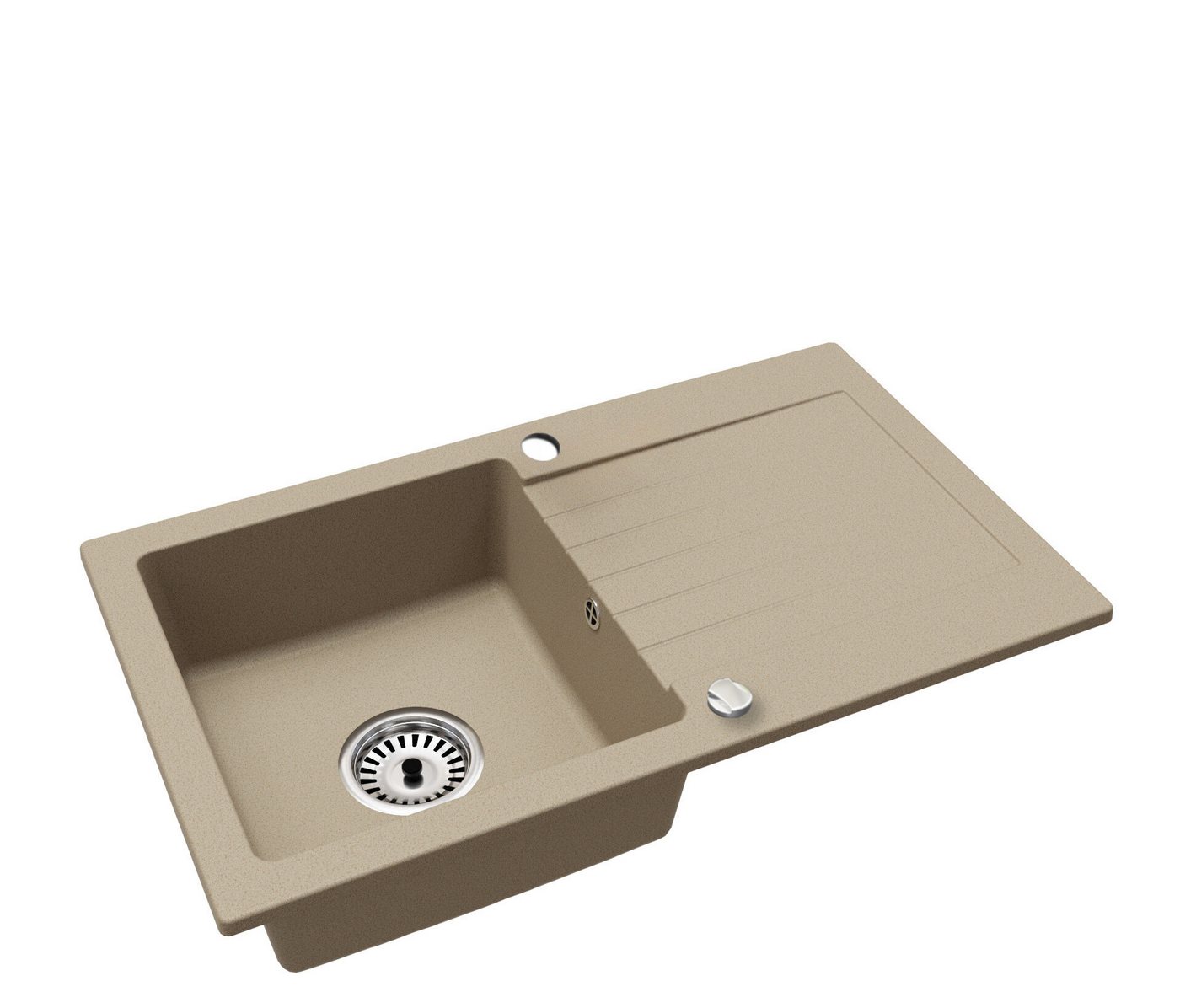 Faizee Möbel Granitspüle Granitspüle Athena 75x43,5 cm Küchenspüle Granit mit Siphon, Eckig, 76/44 cm – Bild 2 von 5
