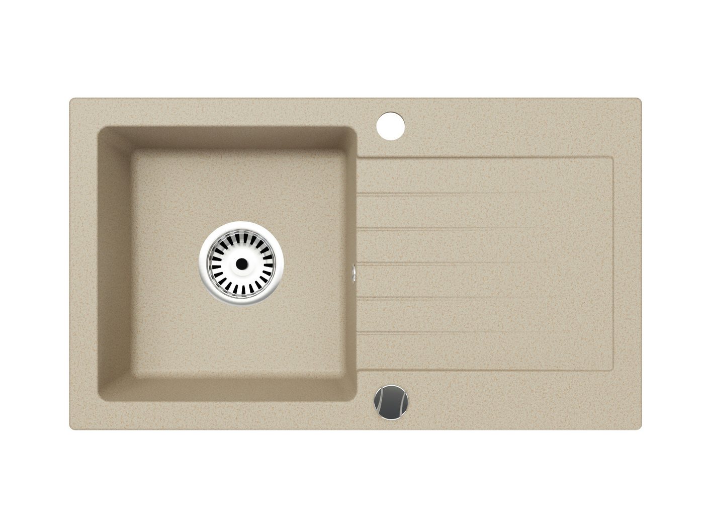 Faizee Möbel Granitspüle Granitspüle Athena 75x43,5 cm Küchenspüle Granit mit Siphon, Eckig, 76/44 cm – Bild 3 von 5