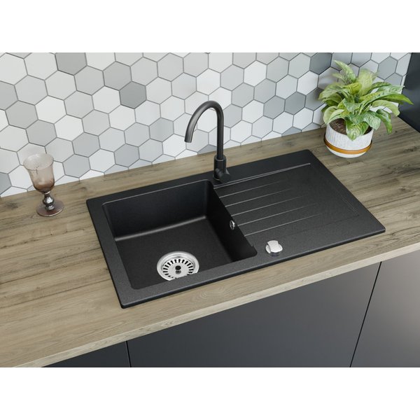 Faizee Möbel Granitspüle Granitspüle Küchenspüle Granit Siphon Einbauspüle Spülbecken 75x43,5, rechteckig, Granitspüle:75 x 16 x 44 cm (BxHxT) Material: Granit 