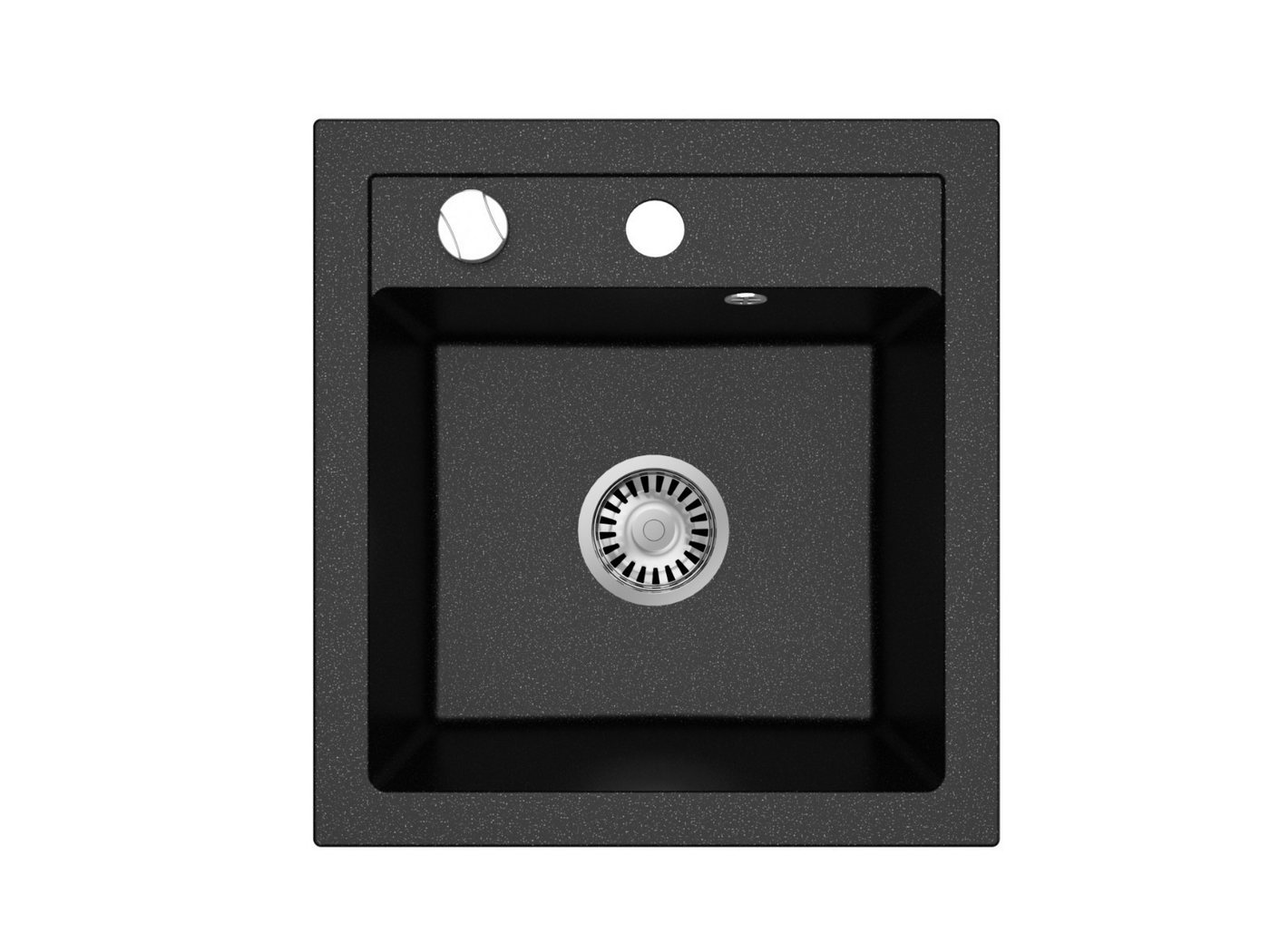 Faizee Möbel Granitspüle Granitspüle Küchenspüle Granit Siphon Spüle 49x52 cm Schwarz, Eckig, 49/52 cm – Bild 5 von 5