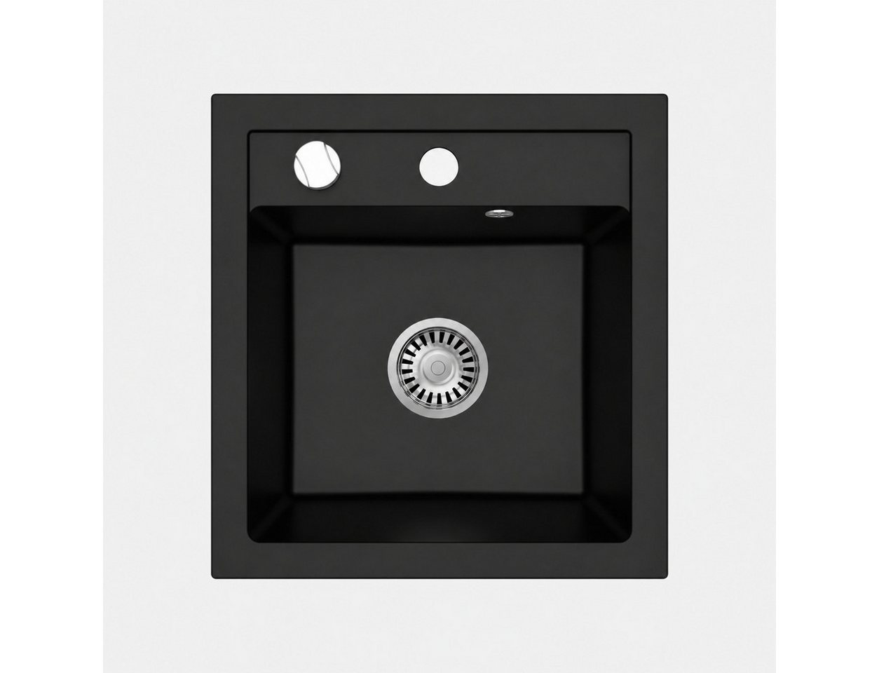 Faizee Möbel Granitspüle Granitspüle Küchenspüle inkl. Siphon & Armatur Einbauspüle 49x52cm, Eckig, 52/21 cm – Bild 2 von 5