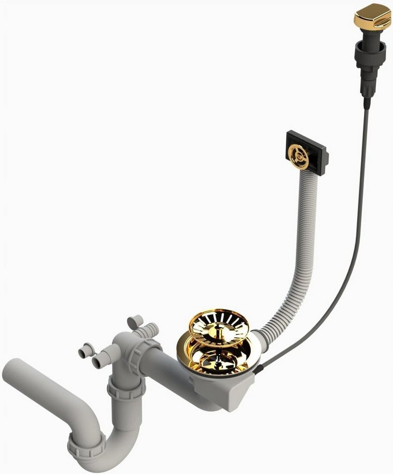 Faizee Möbel Granitspüle Granitspüle Küchenspüle inkl. Siphon Set Gold Einbauspüle 75x45, Rechteck, 75/45 cm – Bild 4 von 5