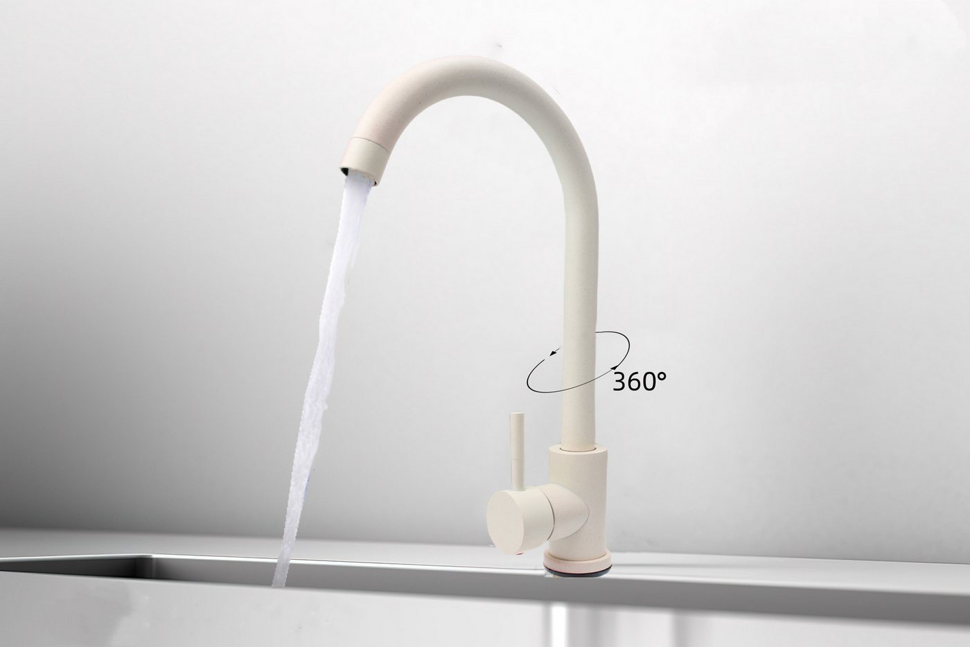 Faizee Möbel Granitspüle Granitspüle Küchenspüle mit Siphon und Armatur Spülbecken 75x45, Eckig – Bild 4 von 5