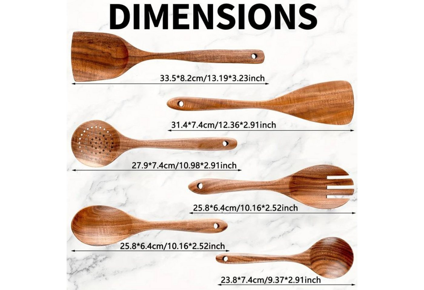 Faizee Möbel Kochbesteck-Set Holz-Kochbesteck-Set: 6-teiliges Set für alle Ihre Kochbedürfnisse (6-tlg) – Bild 2 von 5