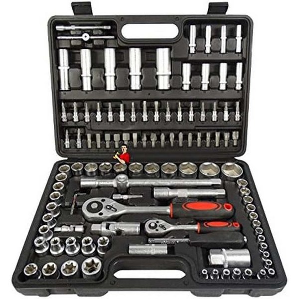 Falon-Tech Bit- und Steckschlüsselset Steckschlüssel Satz Ratschenkasten Werkzeug Koffer Set Nüsse, 108-St.
