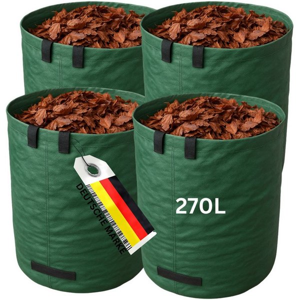 FAMEX Gartensack Gartenabfall Sack 272 L, für Garten, (Laubsack, verstärkt, hohe Qualität, 4-tlg), Offenbleibend und Selbststehend