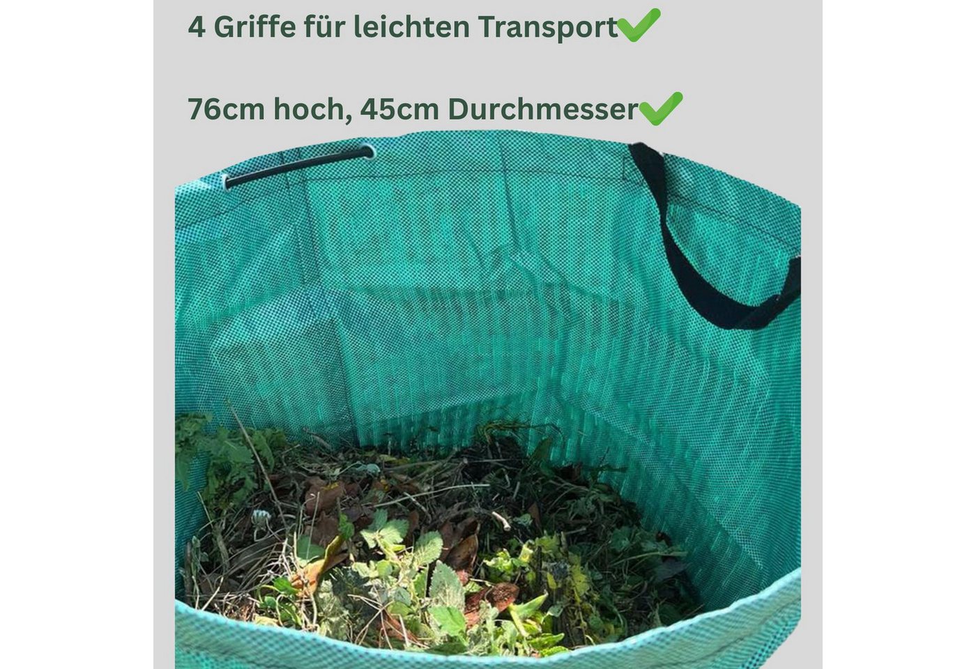 FAMEX Gartensack Gartenabfall Sack 272 L, für Garten, (Laubsack, verstärkt, hohe Qualität, 4-tlg), Offenbleibend und Selbststehend – Bild 3 von 5