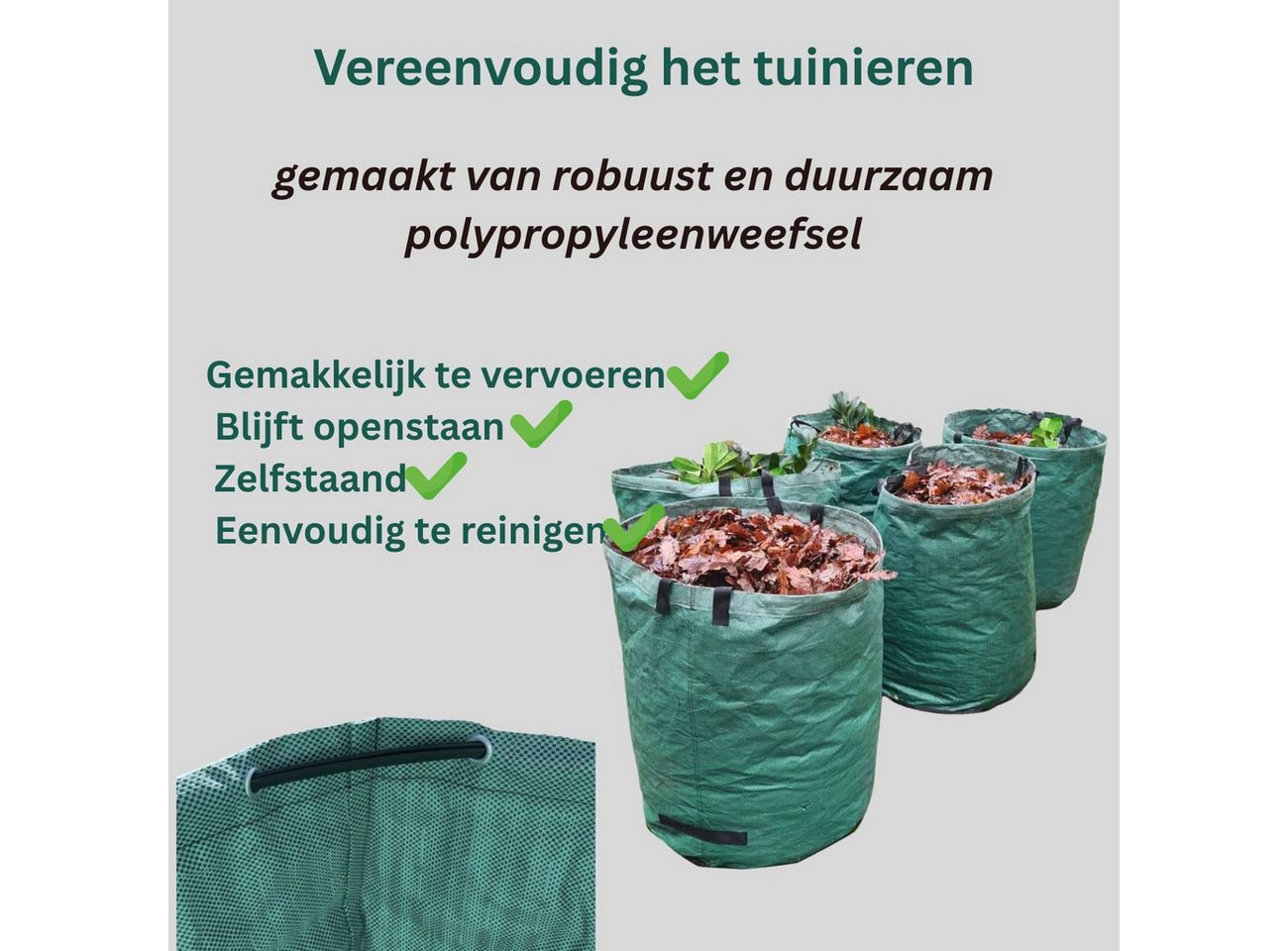 FAMEX Gartensack Gartenabfall Sack 272 L, für Garten, (Laubsack, verstärkt, hohe Qualität, 4-tlg), Offenbleibend und Selbststehend – Bild 4 von 5