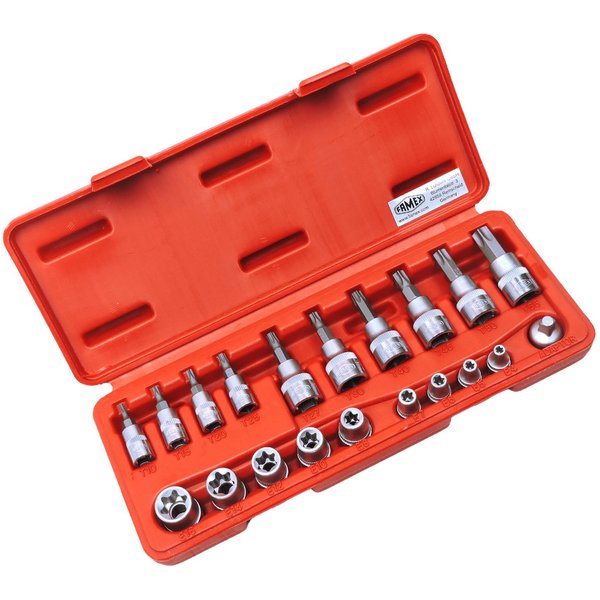 FAMEX Werkzeugset 10520 Steckschlüssel Satz, (Steckschlüsselsatz, 20-tlg), TOP-Qualität, für Torx
