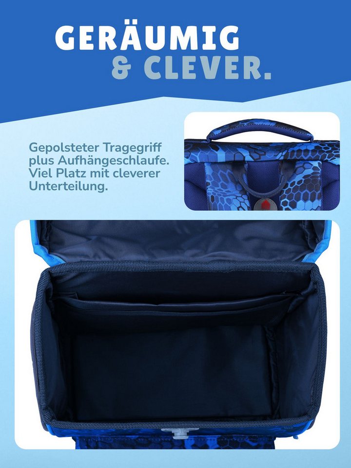Familando Schulranzen Basic Plus 1.-4. Klasse ergonomisch, leicht, Volumen 15 Liter (Set, 10-tlg., inkl. Sporttasche und Schultüte / Zuckertüte 85cm), Dino T-Re – Bild 4 von 5