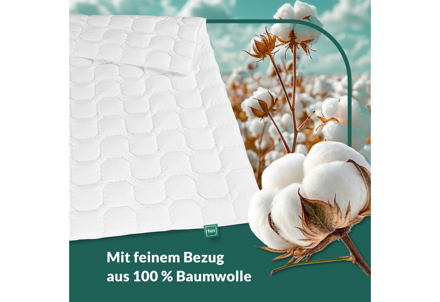 fan Baumwollbettdecke Kansas, Bettdecken für Sommer und Winter, Decke, Füllung: 100% Baumwolle, Bezug: 100% Baumwolle, Bettdecke 135x200 cm, 155x220 cm und weit – Bild 4 von 5