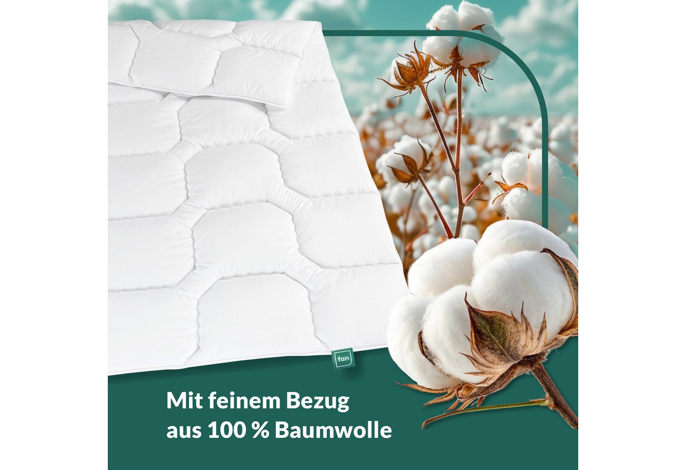 fan Baumwollbettdecke Kansas, Bettdecken für Sommer und Winter, Decke, Füllung: 100% Baumwolle, Bezug: 100% Baumwolle, Bettdecke 135x200 cm, 155x220 cm und weit – Bild 4 von 5