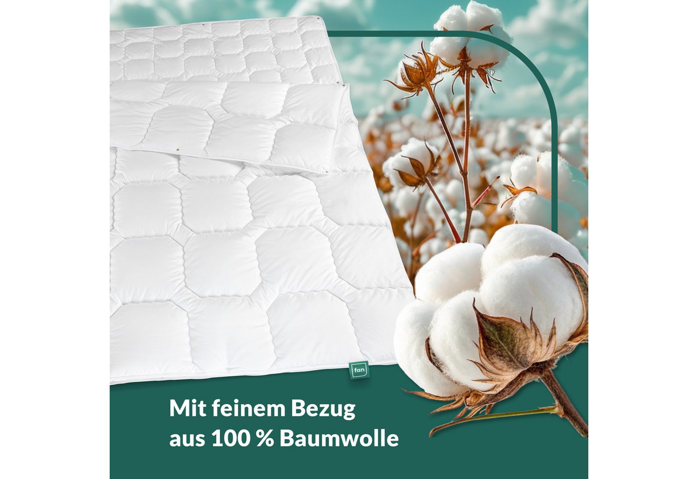 fan Baumwollbettdecke Kansas, Bettdecken für Sommer und Winter, Decke, Füllung: 100% Baumwolle, Bezug: 100% Baumwolle, Bettdecke 135x200 cm, 155x220 cm und weit – Bild 4 von 5