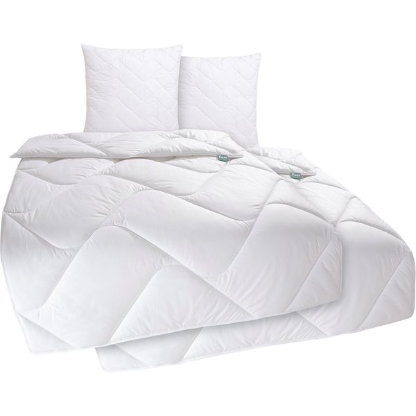 fan Microfaserbettdecke + Kopfkissen Bettwaren-Set in 135x200 cm, für Sommer oder 4-Jahreszeiten, Füllung: Faserbällchen (Kopfkissen), Bezug: Microfaser