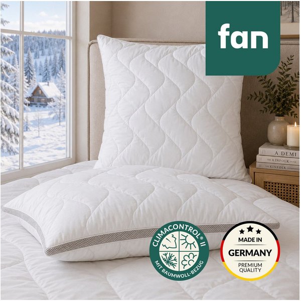 fan Microfaserkissen Climacontrol® II m. Baumwollbezug, Bezug: 100% Baumwolle, Microfaserkopfkissen mit Lüftungsband, 40x80 oder 80x80 cm erhältlich